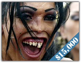 woman at carnival with bad teeth